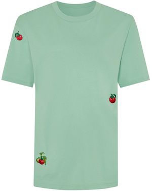 INGMARSON Tomatos Embroidered Organic Cotton T-Shirt - Green