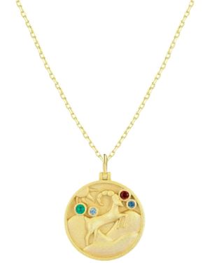 Azura Jewelry New York Aries Zodiac Mantra Necklace Vermeil - Metallic