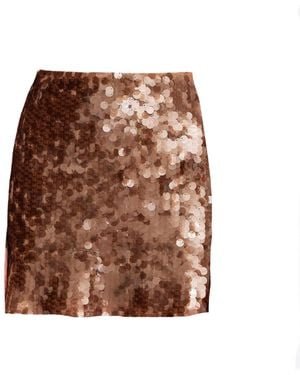 Mirimalist Sepia Sequin Mini Skirt - Brown
