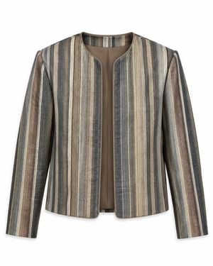 Stovaria Striped Handwoven Pure Tussar Silk Jacket - Multicolour