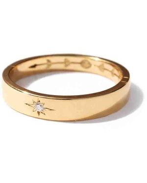 VicStoneNYC Fine Jewelry Northern Star Diamond & Lunar Phase Engraved Ring - Metallic