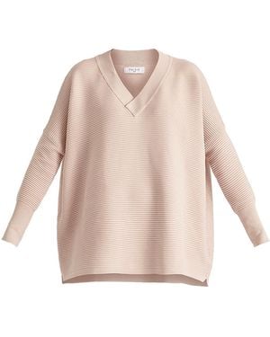 Paisie Neutrals V-Neck Ribbed Jumper - Pink