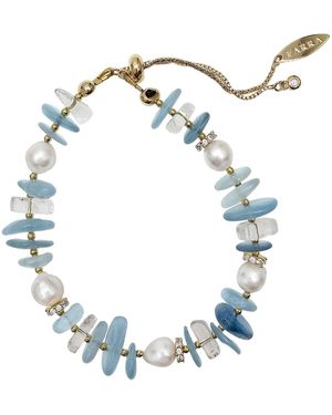 Farra Aquamarine With Freshwater Pearls Bracelet - Blue