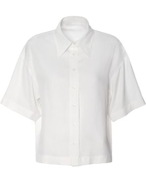 AGGI by HALEWSKI Lotta Whisper Light Short Sleeve Shirt - White