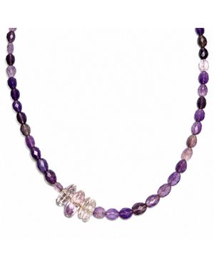 Rachel Nathan Mini Beaded: Amethyst Leaves Necklace - Pink
