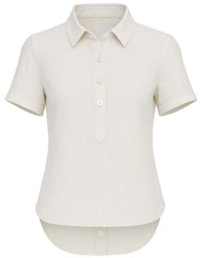 Conquista Neutrals Button Detail Linen Shirt - White