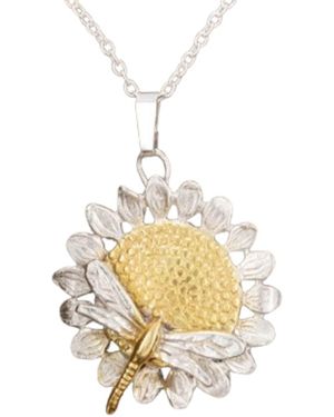 Simon Kemp Jewellers Sunlower And Dragonfly Necklace Eighteen Carat On - Metallic