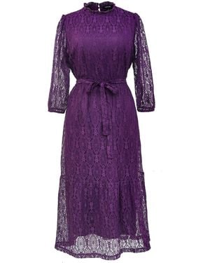 Smart and Joy Fit-And-Flare Lace Dress - Purple