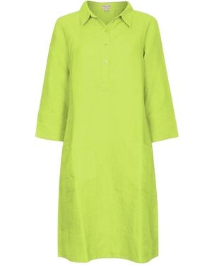 NoLoGo-chic Up Town Linen Shirt Dress - Green