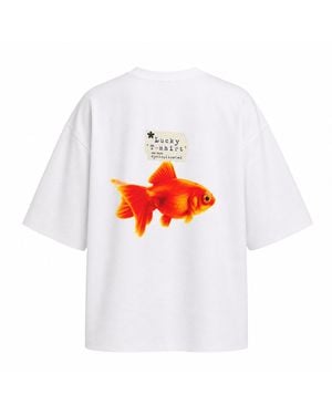 mysimplicated Oversized Cotton T-Shirt Lucky W - White