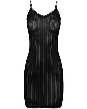 Oh!Zuza Ribbed Sheer Slip - Black