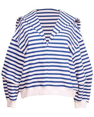 Ioana Ciolacu Striped V-Neck Capeshirt - Blue