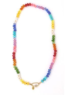 Shar Oke Multicoloured Gemstone Silk Knotted Necklace - Blue