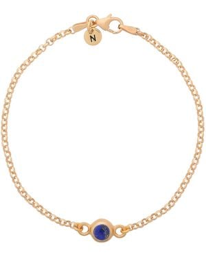 Nellou Jewellery Lapis Birthstone Gem Dot Bracelet Plated Sterling- September - Metallic