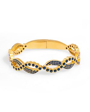 Ebru Jewelry Modern Style Sapphire Gemstone & Bangle Bracelet - Metallic