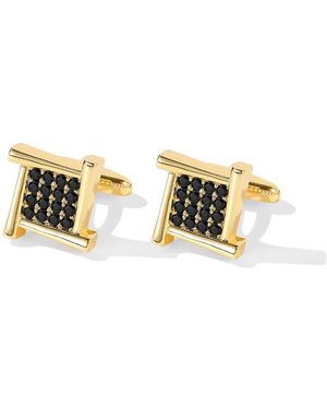 Classicharms Atlas Onyx Square Grid Cufflinks - Metallic