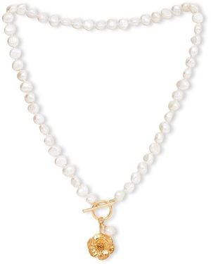 Pearls of the Orient Online Vita Cultured Freshwater Pearl Necklace With Cherry Blossom Charm - Metallic