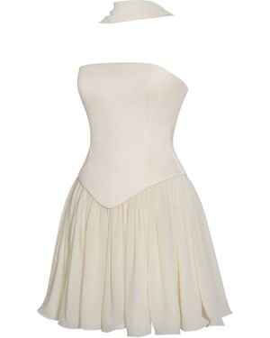 Miss Circle New York Valentina Butter Boned Curve Edge Peplum Mini Dress - White