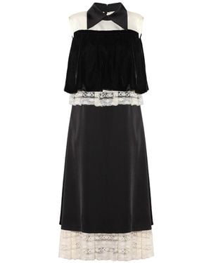 Julia Allert Vintage Straight Midi Dress With Layered Bodice - Black