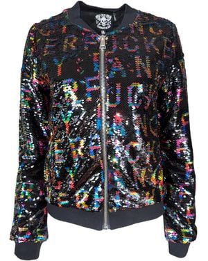 Any Old Iron Fancy Fucker Reversible Sequin Bomber Jacket - Black