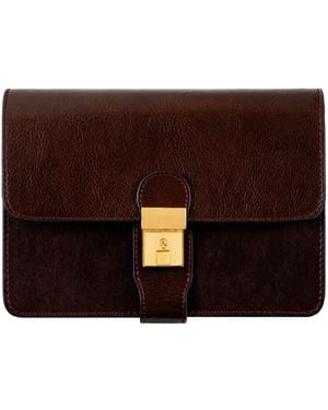 Time Resistance Leather Clutch Purse - Brown