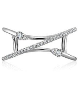Genevieve Collection 18K Double Arrow Spiral Diamond Ring - White