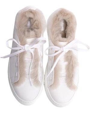 Fursho Classic Shearling-Lined Lace-Up Trainers - White