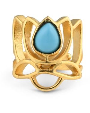 Meraki by Rashmi Bajaj Layla Lotus Plated Chunky Ring - Metallic