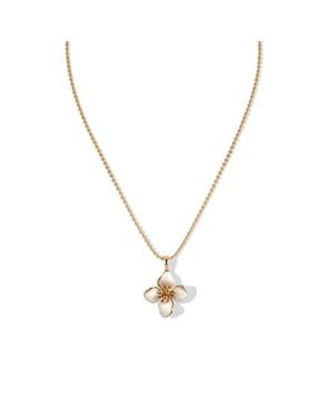 Retro Chic Iris Blossom Pendant Neckalce - Metallic