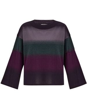 Peraluna Colour Transition O-Neck Bell Sleeve Knitwear Pullover - Purple