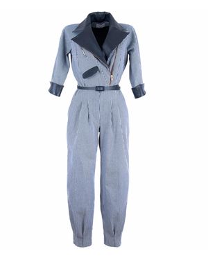 Rua & Rua Cotton & Leather Loose Fit Jumpsuit - Blue