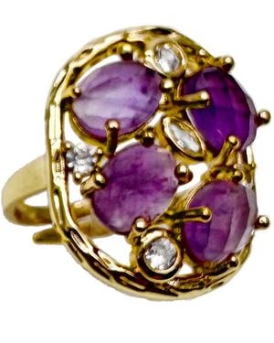 Farra Amethyst Stone Setting Statement Ring - Purple