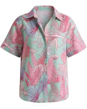 LOVEIST STORE Agua Botanical Print Short Sleeve Shirt - Purple