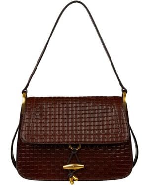 Time Resistance Leather Flap Bag For - Brown