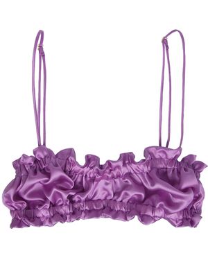CREASE Silk Scalloped Bandeau Bra - Purple
