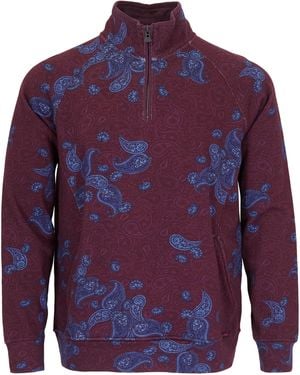 lords of harlech Craig Montgat Paisley Quarter-Zip Jumper - Blue