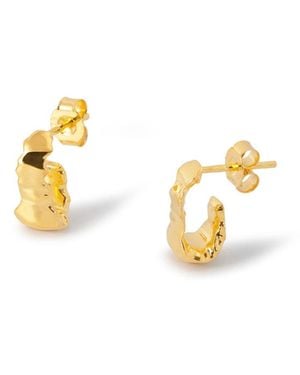 Potoska Bora Hammered Mini Hoop Earrings - Metallic