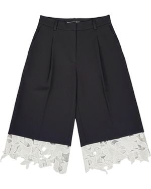 London Atelier Byproduct Tailored Culottes With Lace Appliqué - Black