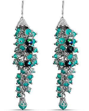 Bellus Domina Long Sparkly Ague Earrings - Blue