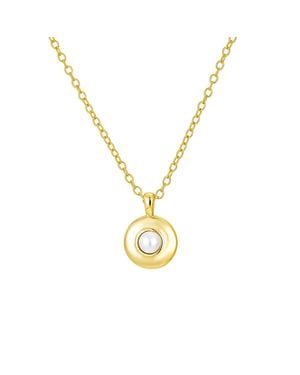 Nazzar Mini Pearl Round Pendant Necklace - Metallic