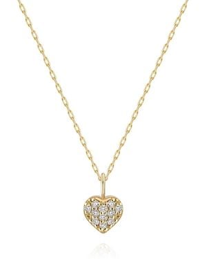 LINYA JEWELLERY Real Heart Necklace, Pave Heart Necklace, Mini Heart Necklace, Love Pendant - Metallic