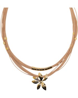 Nart Nature Making Art Neutrals The Flower Buriti Natural Fibre Necklace - Metallic