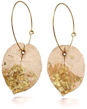 Deessa Ibiza Ivory Bougainvillea Hoop Earrings – Real Flower Ibiza Jewellery - Metallic