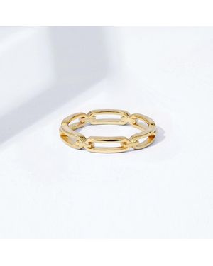 Diamonbliss Elongated Link Plain Ring - White