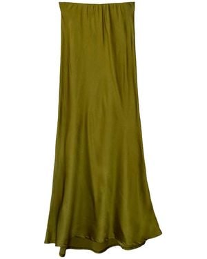 L2R THE LABEL Chartreuse Satin Amal Slip Skirt - Green