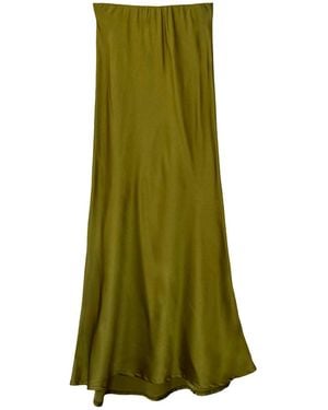 L2R THE LABEL Chartreuse Satin Amal Slip Skirt - Green