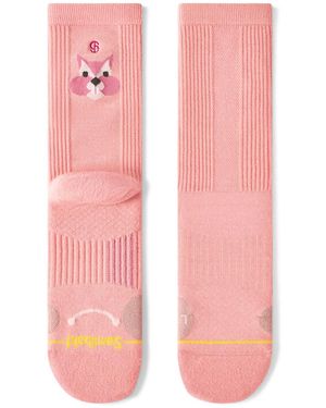 Semibold Merino Wool Hiking Crew Socks Royal Sakura Savoring Squirrel - Pink