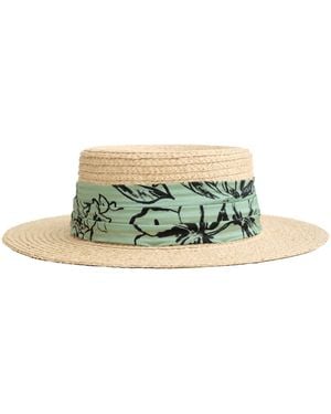 Lost Pattern La Isla Straw Hat With Ribbon Band - Green