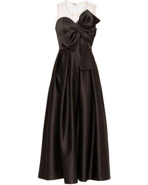 Nissa Bow-Detail Taffeta Midi Dress - Black