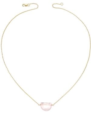 Heather Hawkins Jewelry Luna Moon Shaped Gemstone Necklace - Metallic